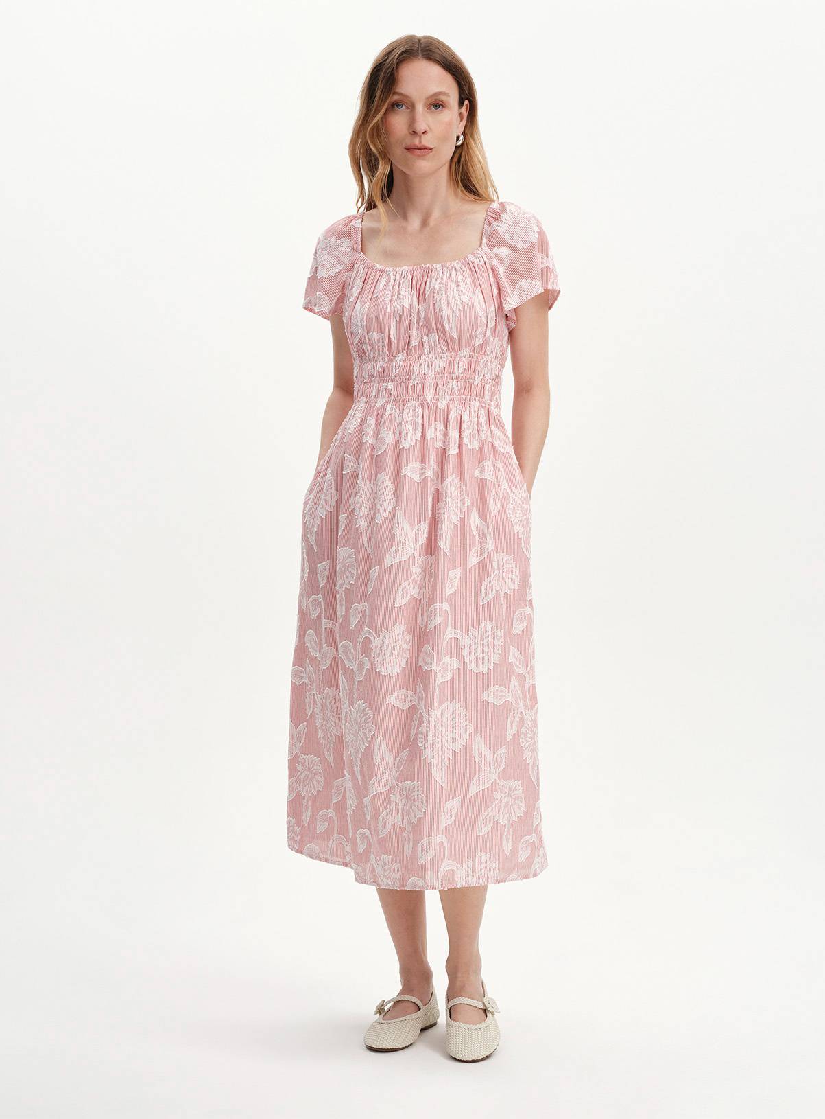 FINERY Maia Floral Stripe Shirred Waist Dress 14 - Image 2